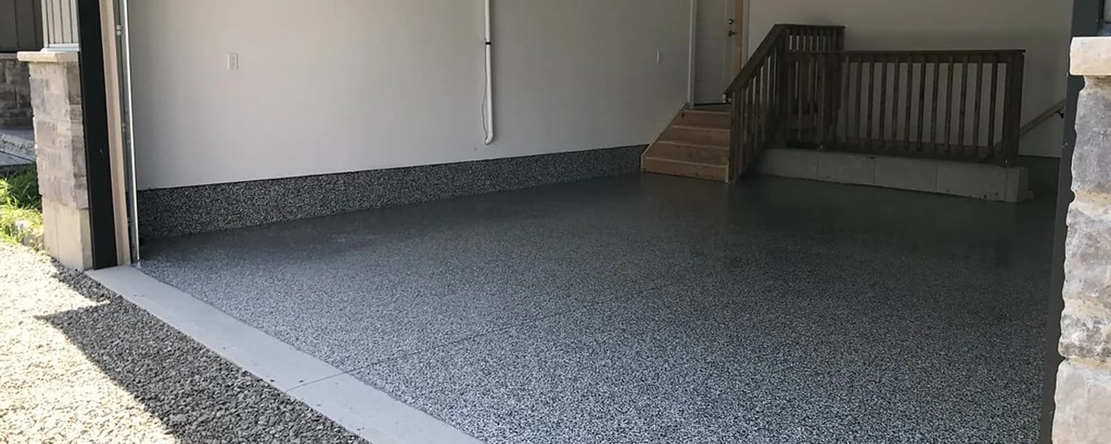 Finished flake-coated garage floor